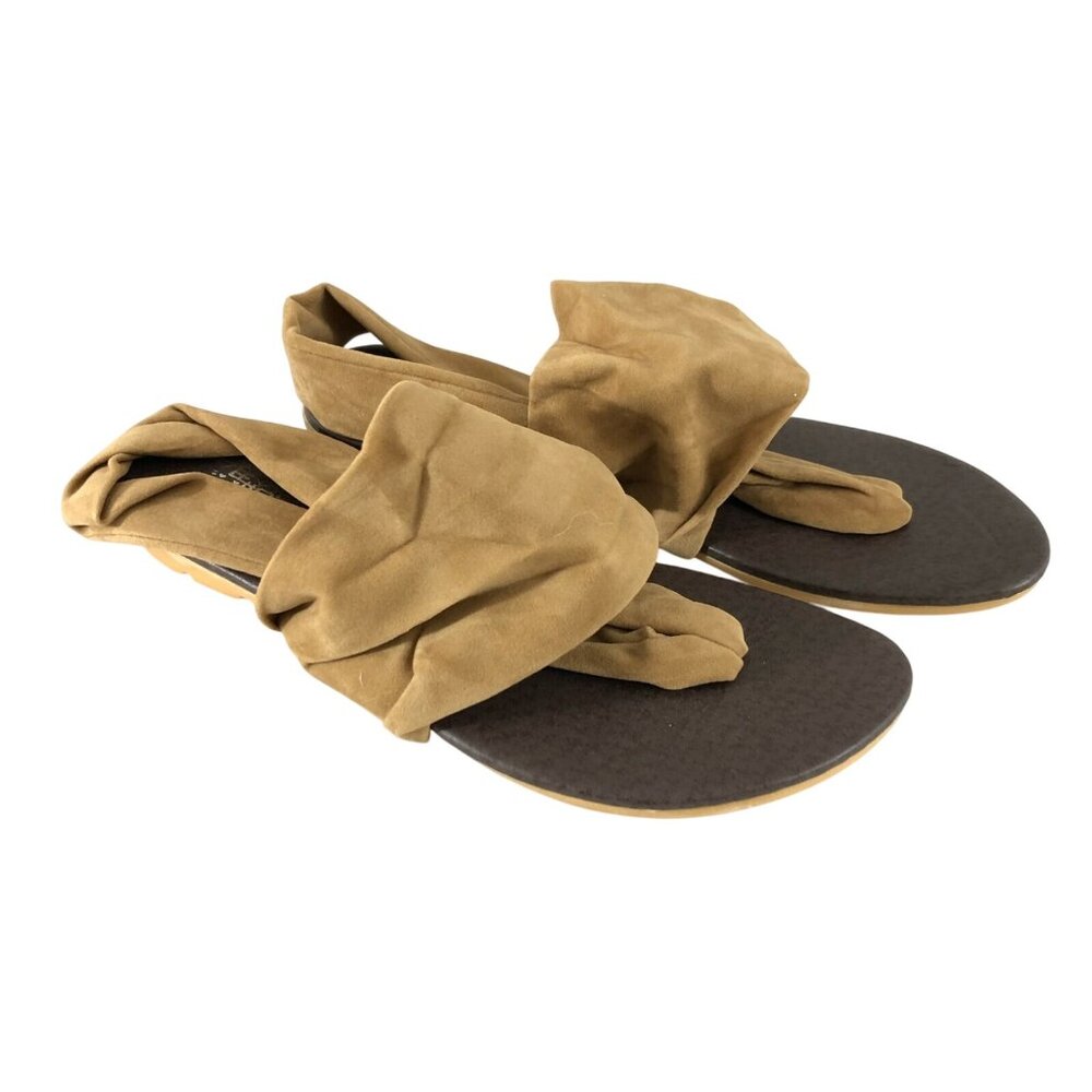 Womens Sandals Fabric Wrap Thong Flats Brown Beige Size 38 US 7